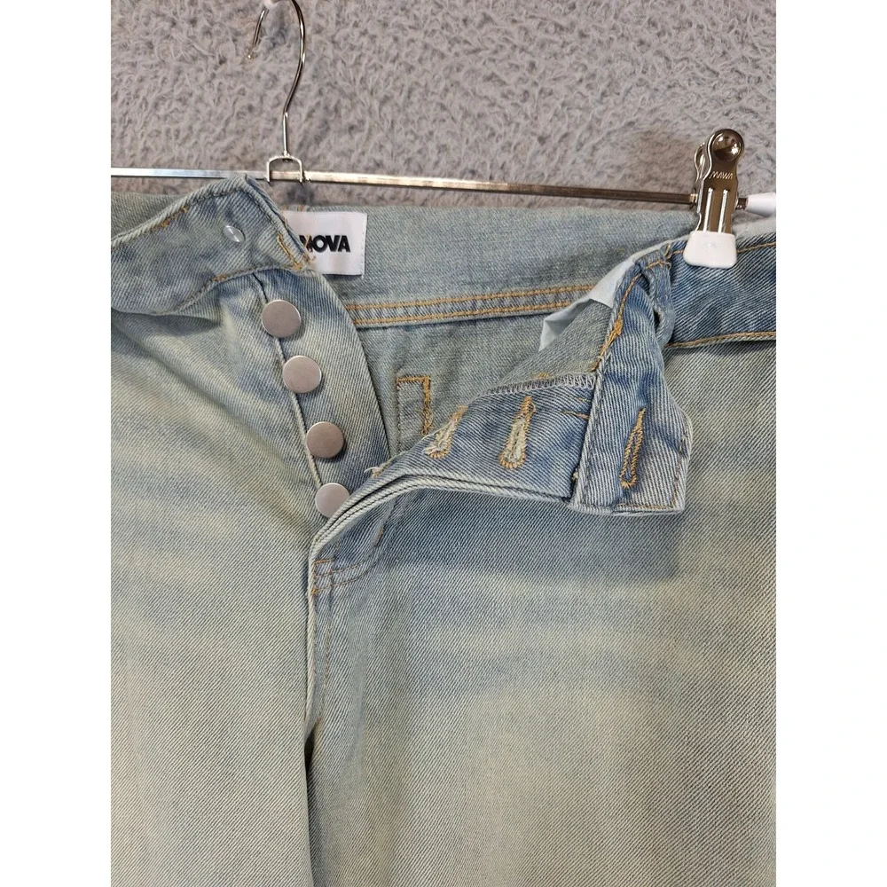 Fashion Nova Jeans Womens 9 (Fits‎ 34x32) Blue Frankie Foldover Tinted Wide Leg